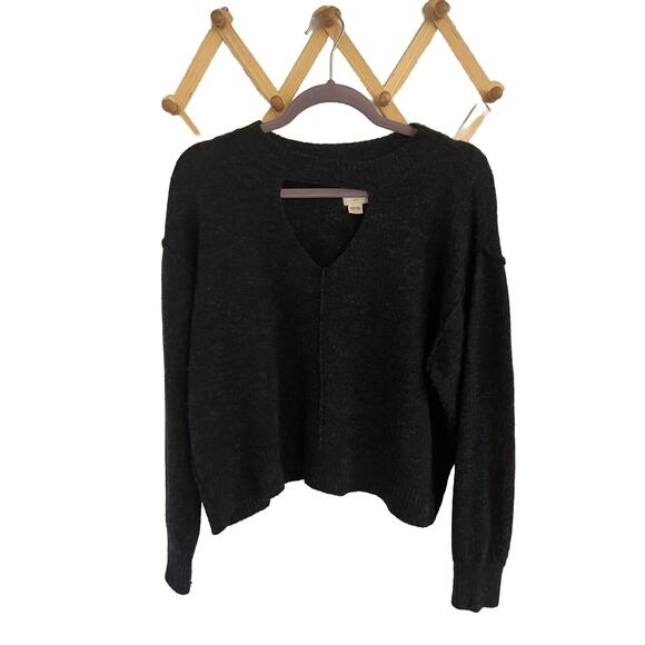 Billabong Sweater Women's M Black Without a Crew Keyhole Cut Out Knit Wool Blend - Picture 2 of 6